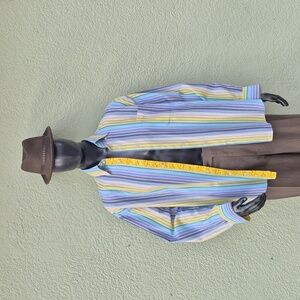 Bugatchi Uomo Men's Casual Button Down Striped Shirt W/Contrasting Collar/Cuffs